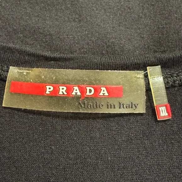 PRADA Black T-Shirt Tee Shirt Red Label Vintage M Designer Luxury Short Sleeve - Picture 4 of 6